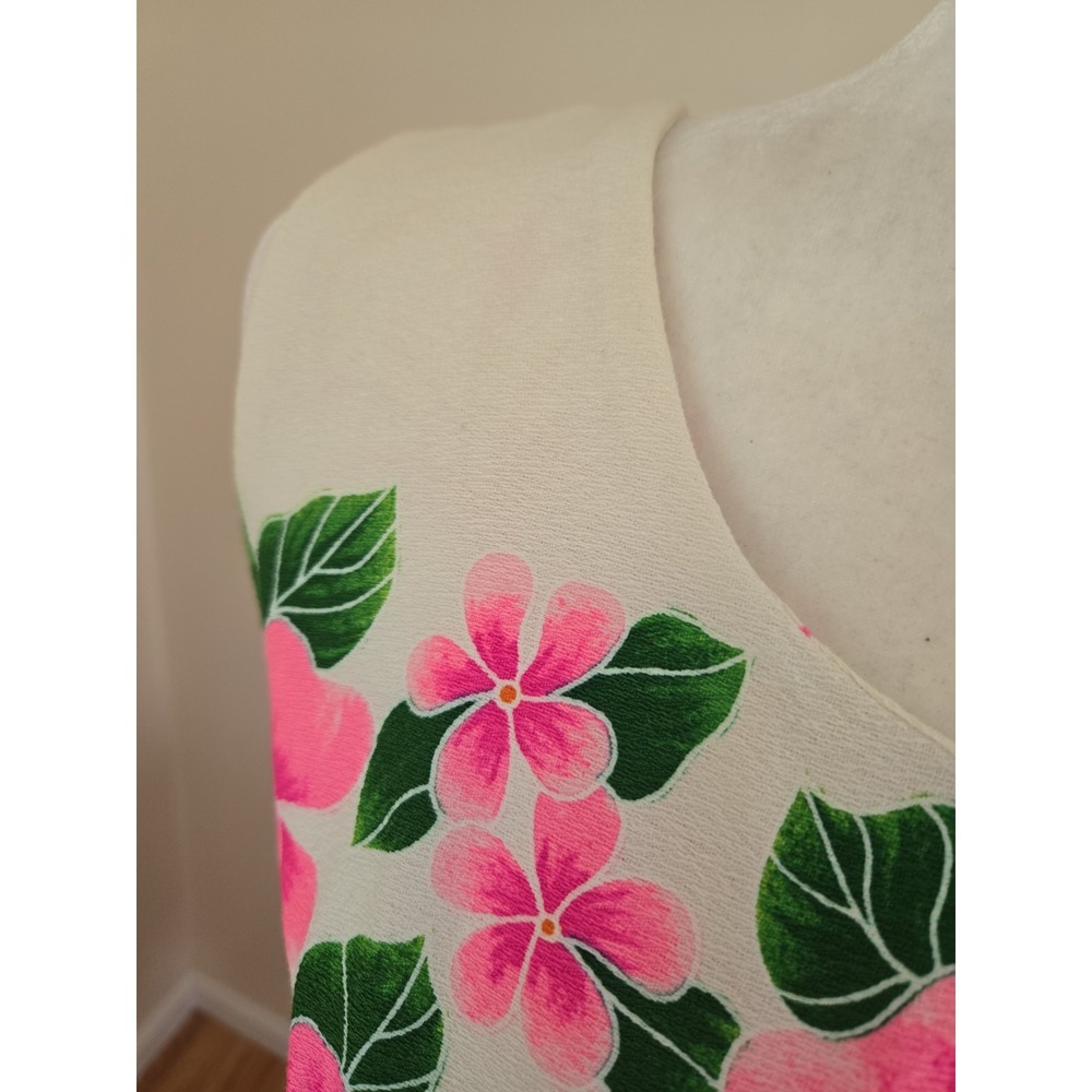 VTG Rare Pomare Hawaiian Sleeveless Cotton Dress Empire Waist Back Pleated 14 - Picture 3 of 16